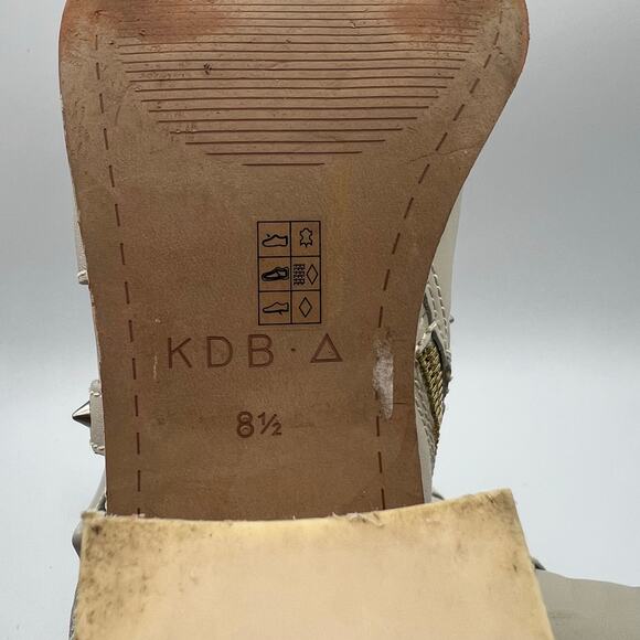 Kelsi Dagger Brooklyn Studded Wallace Buckle Leather Boots Cream Block Heel 8.5 - Picture 11 of 16